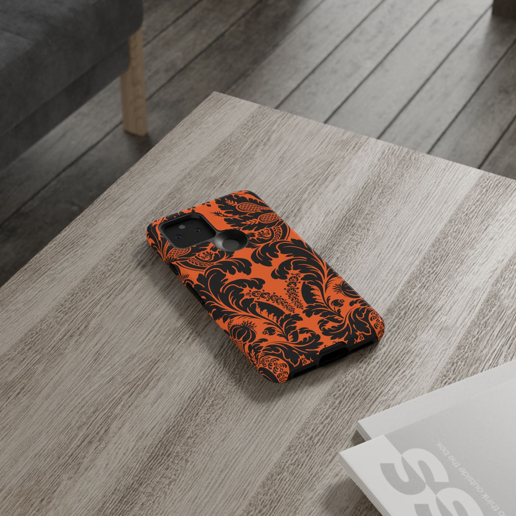 Elegant Phone Case with Orange Floral Design | Tough Cases, Smartphone Cover, Gift for Her, Floral Patterns, Stylish Accessories
