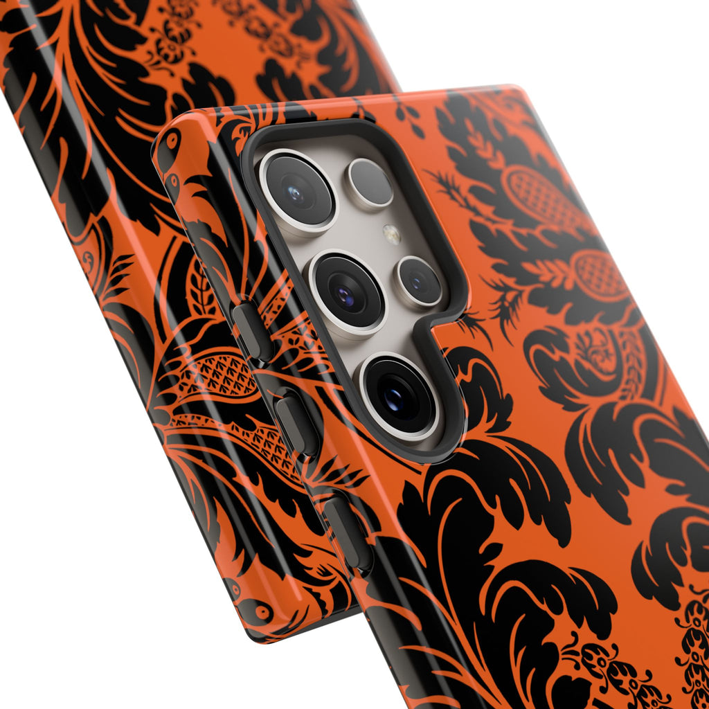 Elegant Phone Case with Orange Floral Design | Tough Cases, Smartphone Cover, Gift for Her, Floral Patterns, Stylish Accessories
