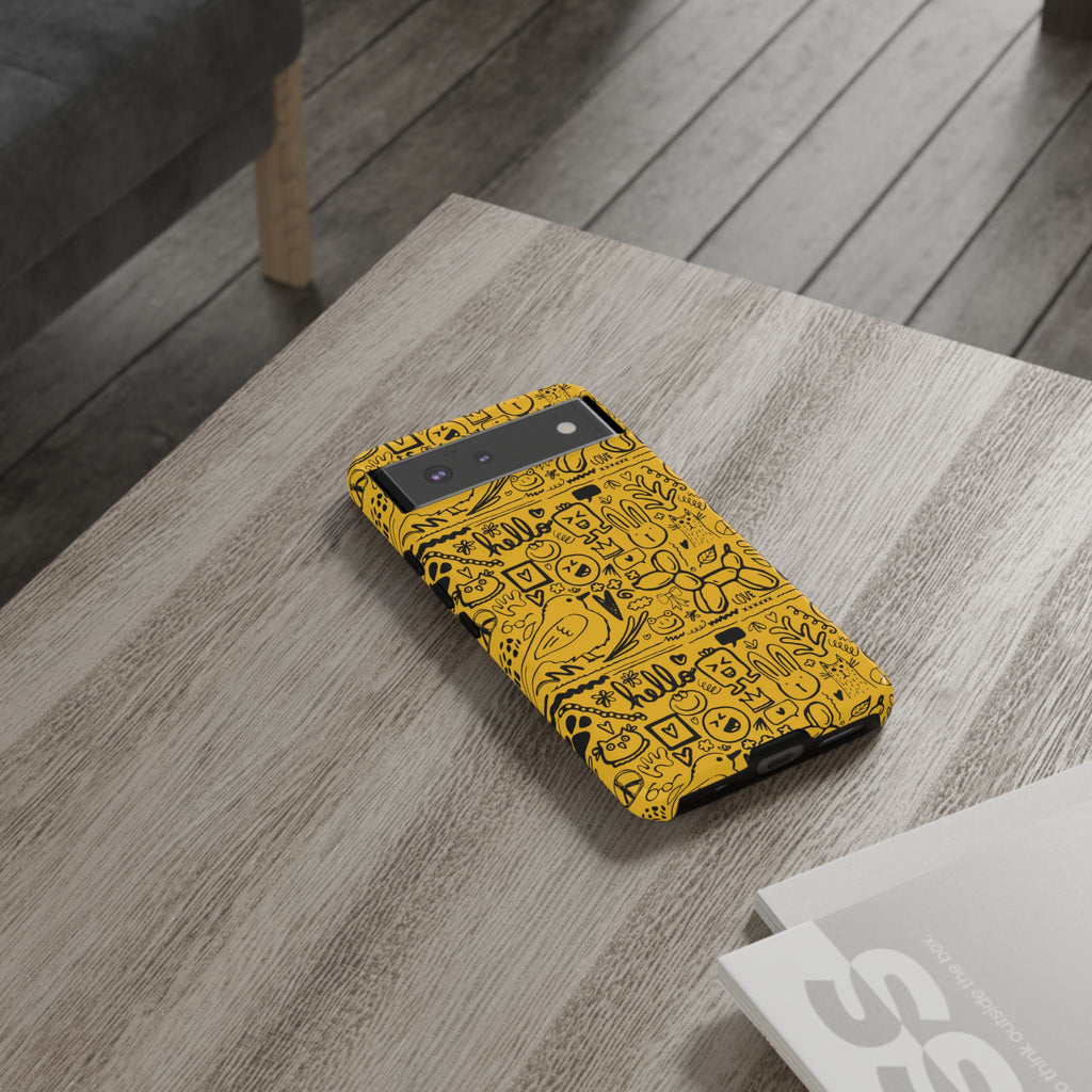 Vibrant Phone Case, Cute Yellow Floral iPhone Cover, Stylish Tough Case, Fun Phone Accessory, Perfect Gift for Teens