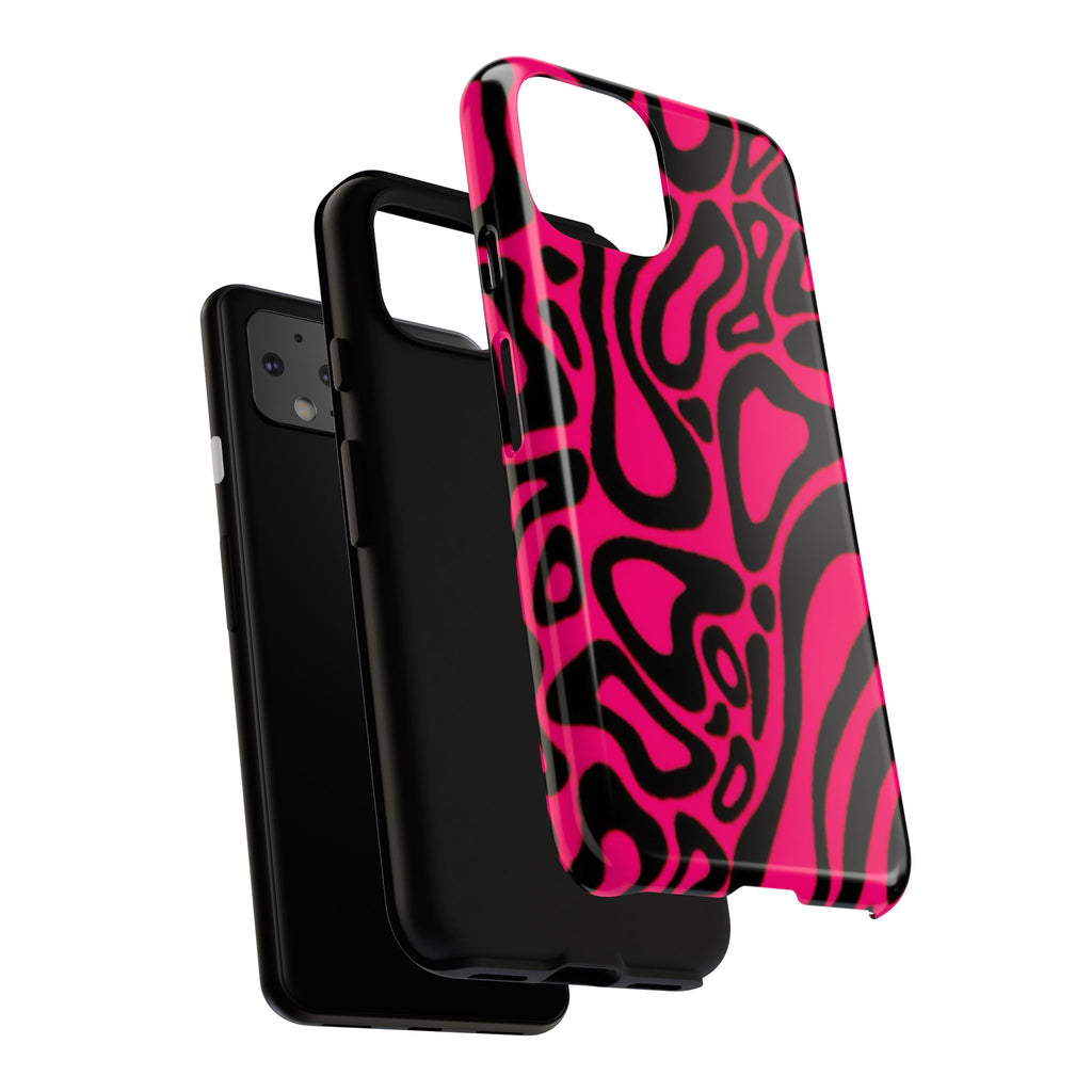 Bold Pink Patterned Phone Case, Stylish Tough Case, Trendy Accessory, Gift for Her, Tech Protection