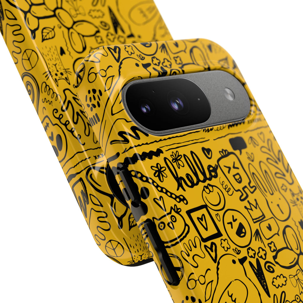 Vibrant Phone Case, Cute Yellow Floral iPhone Cover, Stylish Tough Case, Fun Phone Accessory, Perfect Gift for Teens