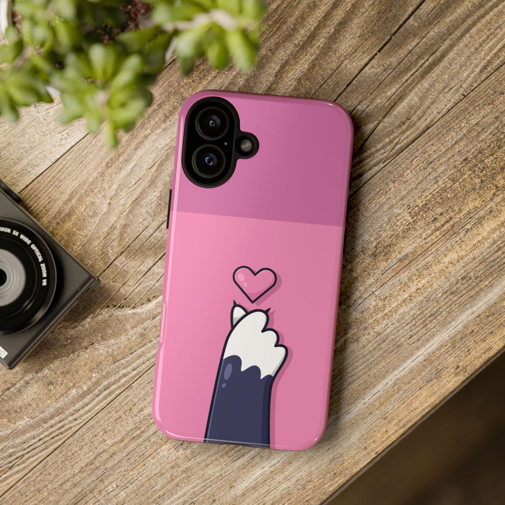 Cute Cat Paw Phone Case, Playful Pet Lover Gift, Animal Print Phone Cover, Heart Design Case, Fun Feminine Case, Kawaii Style