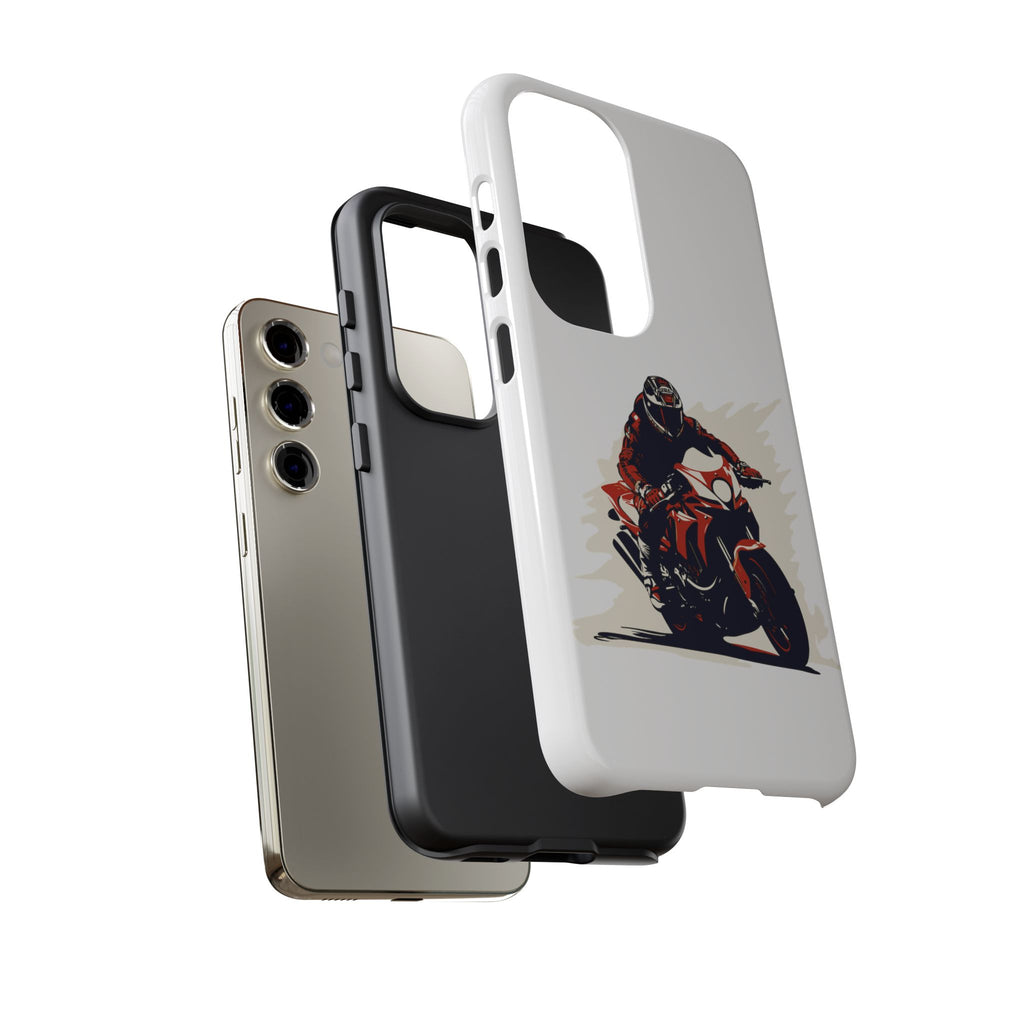 Motorcycle Phone Case, Tough Cases for Riders, Biker Accessory, Gifts for Motorcyclists, Red Bike Design