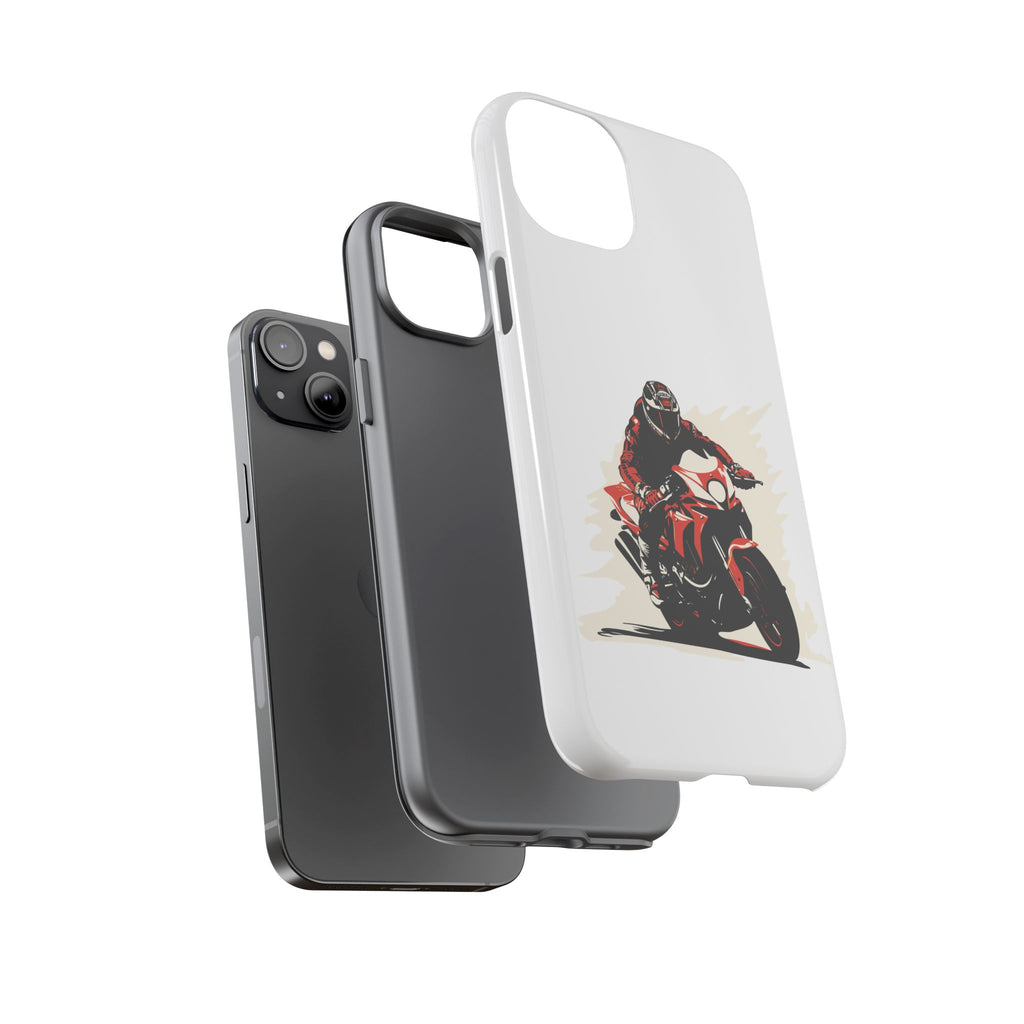 Motorcycle Phone Case, Tough Cases for Riders, Biker Accessory, Gifts for Motorcyclists, Red Bike Design