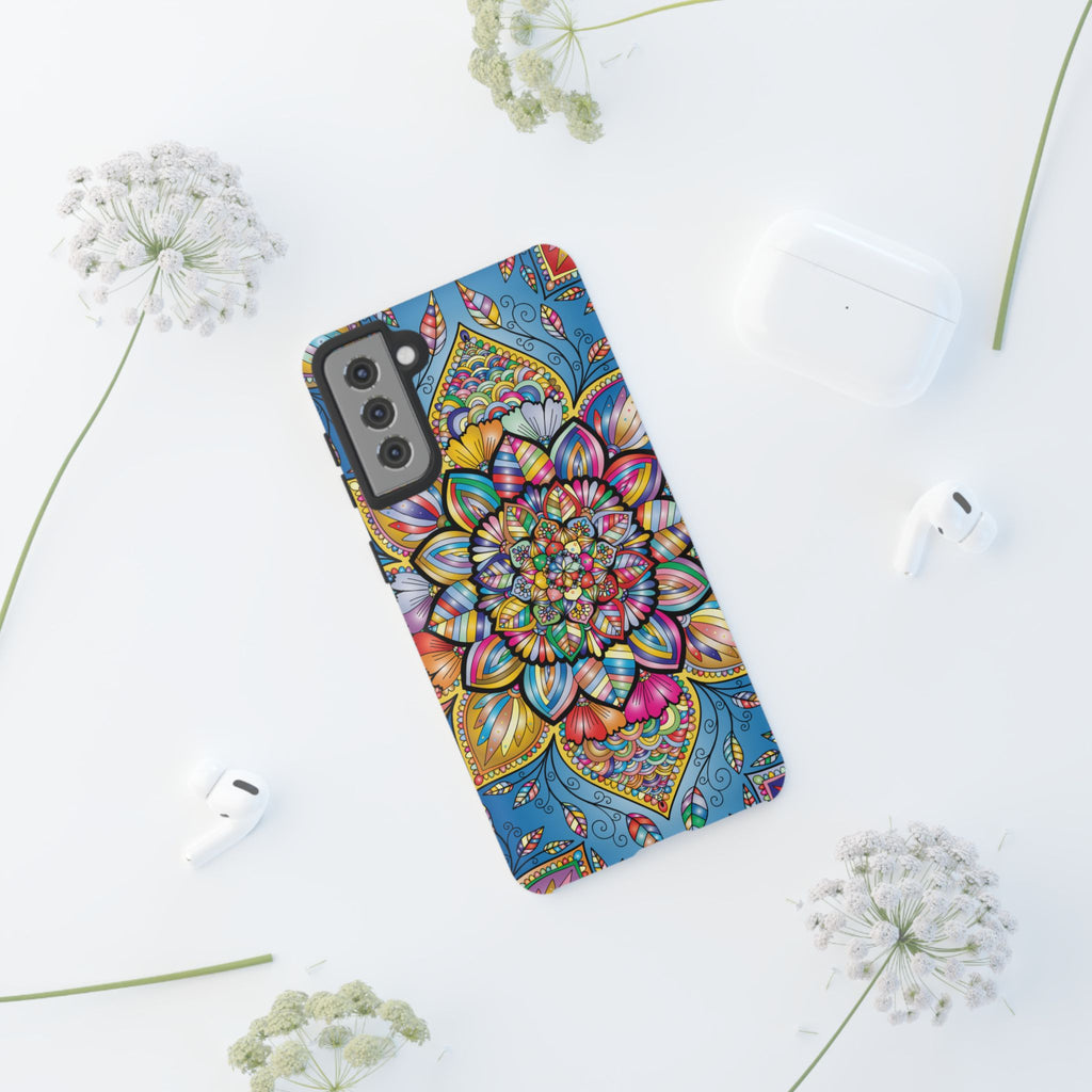 Vibrant Floral Phone Case, Tough Phone Cover, Colorful Mobile Accessory, Artistic Gift, Mandala Design, Everyday Use