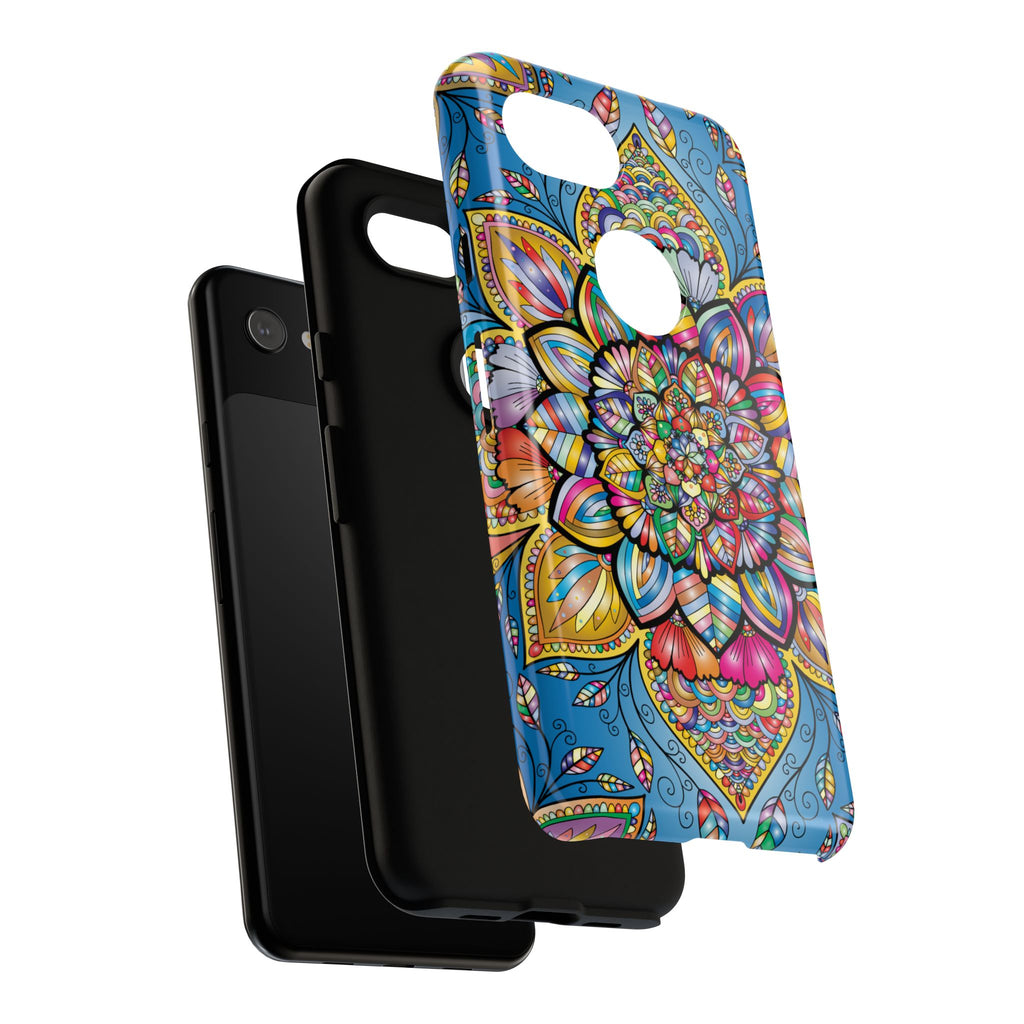 Vibrant Floral Phone Case, Tough Phone Cover, Colorful Mobile Accessory, Artistic Gift, Mandala Design, Everyday Use