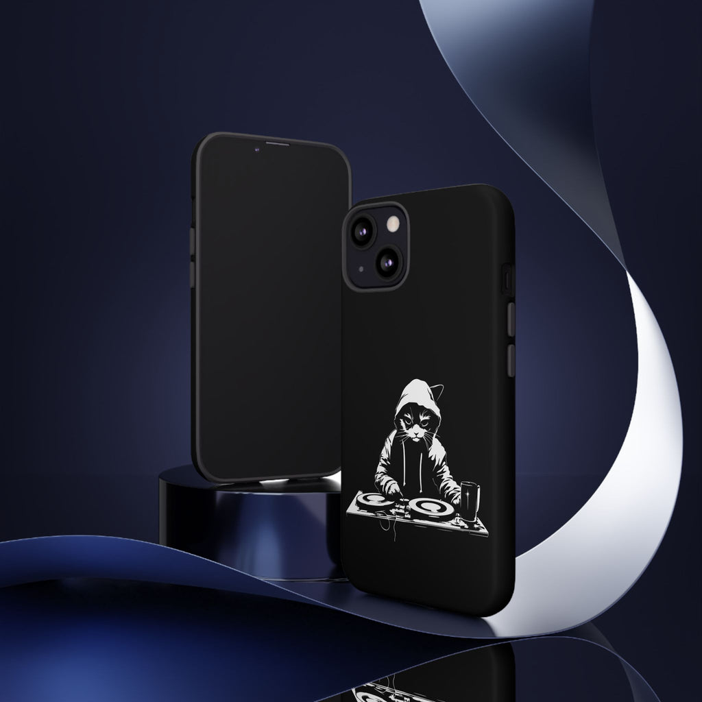 DJ Cat Phone Case, Tough Phone Cover, Pet Lover Gift, Music Enthusiast Accessory, Cute Cat Decor, Unique Case Design