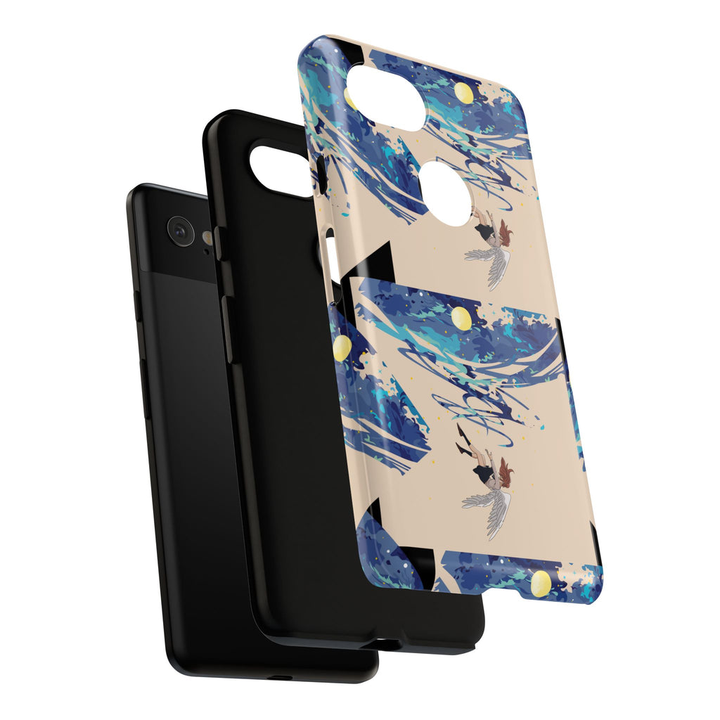 Artistic Phone Case with Abstract Design, Vivid Blue Waves and Fish, Stylish Phone Accessory, Unique Gift Idea, Trendy Tech Decor, [...]