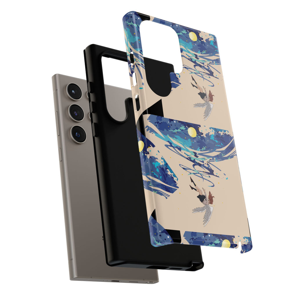 Artistic Phone Case with Abstract Design, Vivid Blue Waves and Fish, Stylish Phone Accessory, Unique Gift Idea, Trendy Tech Decor, [...]