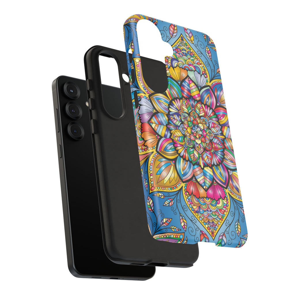 Vibrant Floral Phone Case, Tough Phone Cover, Colorful Mobile Accessory, Artistic Gift, Mandala Design, Everyday Use