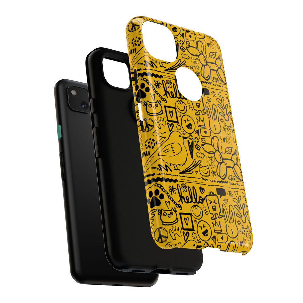 Vibrant Phone Case, Cute Yellow Floral iPhone Cover, Stylish Tough Case, Fun Phone Accessory, Perfect Gift for Teens