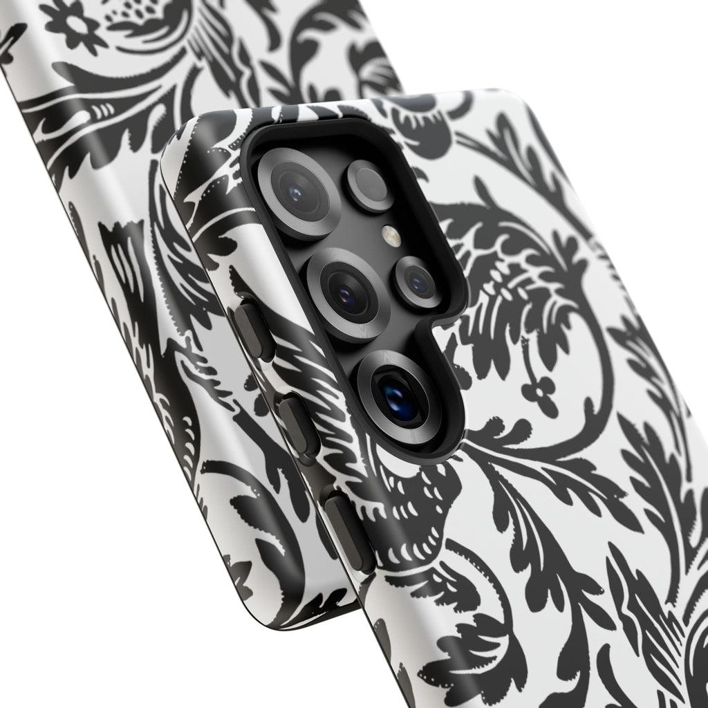 Elegant Black Floral Phone Case, Tough Cases, Stylish Phone Protection, Gift for Her, Floral Design, Trendy Accessories