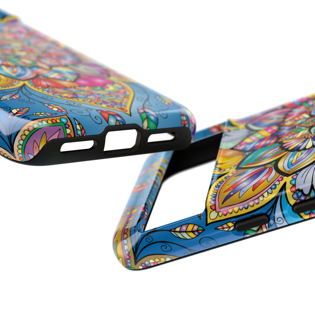 Vibrant Floral Phone Case, Tough Phone Cover, Colorful Mobile Accessory, Artistic Gift, Mandala Design, Everyday Use