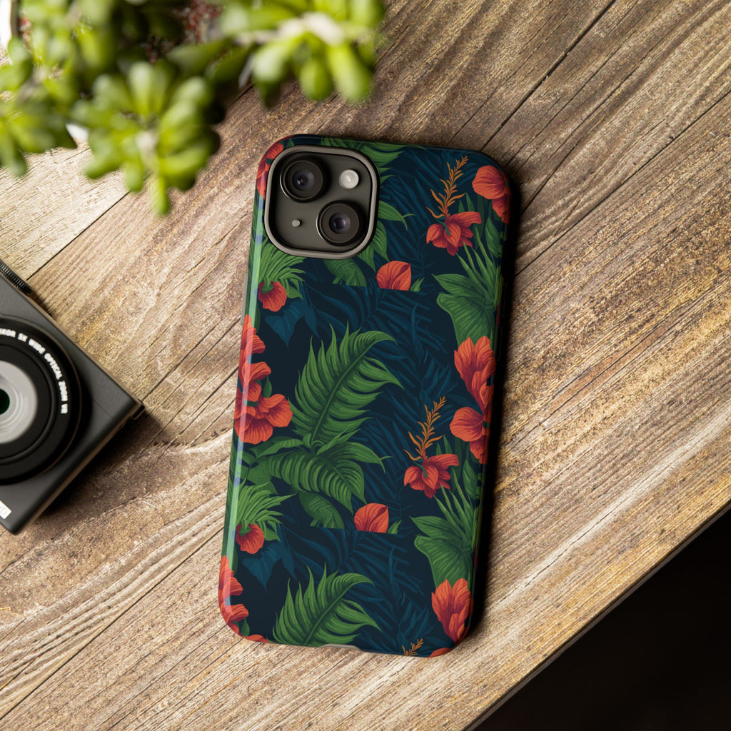 Tropical Phone Case with Floral Design, Eco-Friendly Protection for Summer Vibes, Ideal Gift for Nature Lovers, Vibrant Background