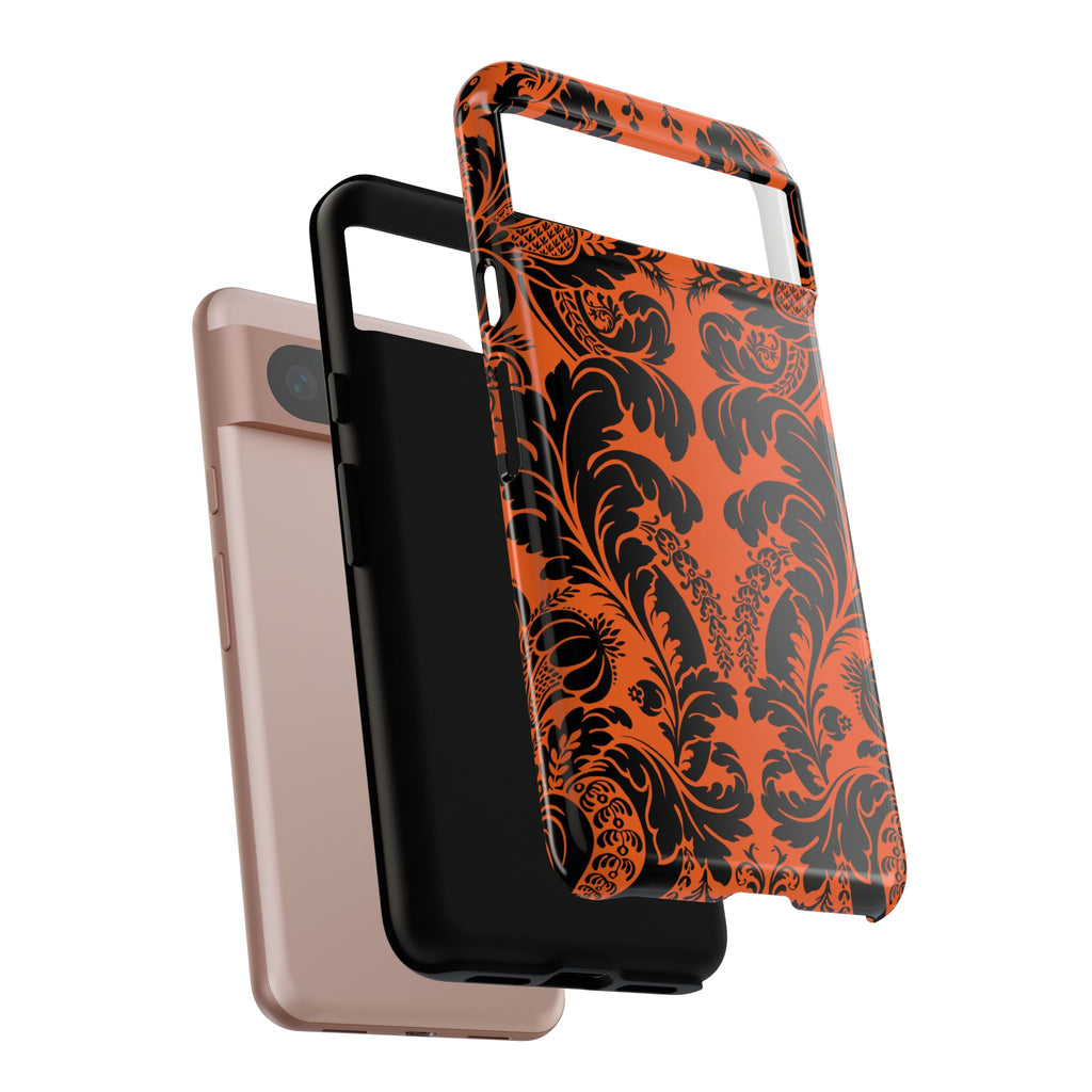 Elegant Phone Case with Orange Floral Design | Tough Cases, Smartphone Cover, Gift for Her, Floral Patterns, Stylish Accessories