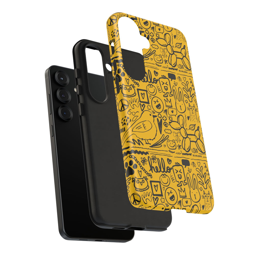 Vibrant Phone Case, Cute Yellow Floral iPhone Cover, Stylish Tough Case, Fun Phone Accessory, Perfect Gift for Teens