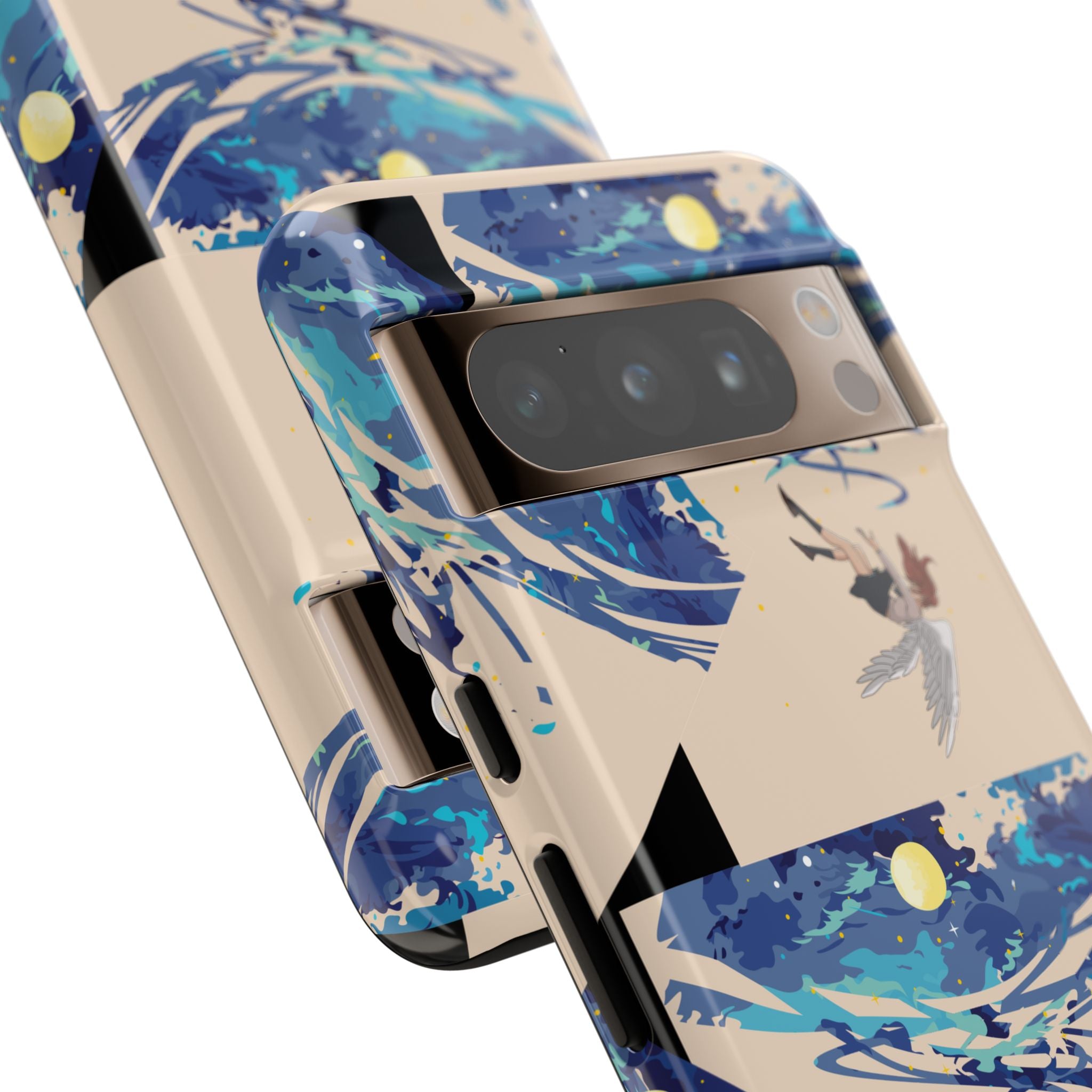 Artistic Phone Case with Abstract Design, Vivid Blue Waves and Fish, Stylish Phone Accessory, Unique Gift Idea, Trendy Tech Decor, [...]