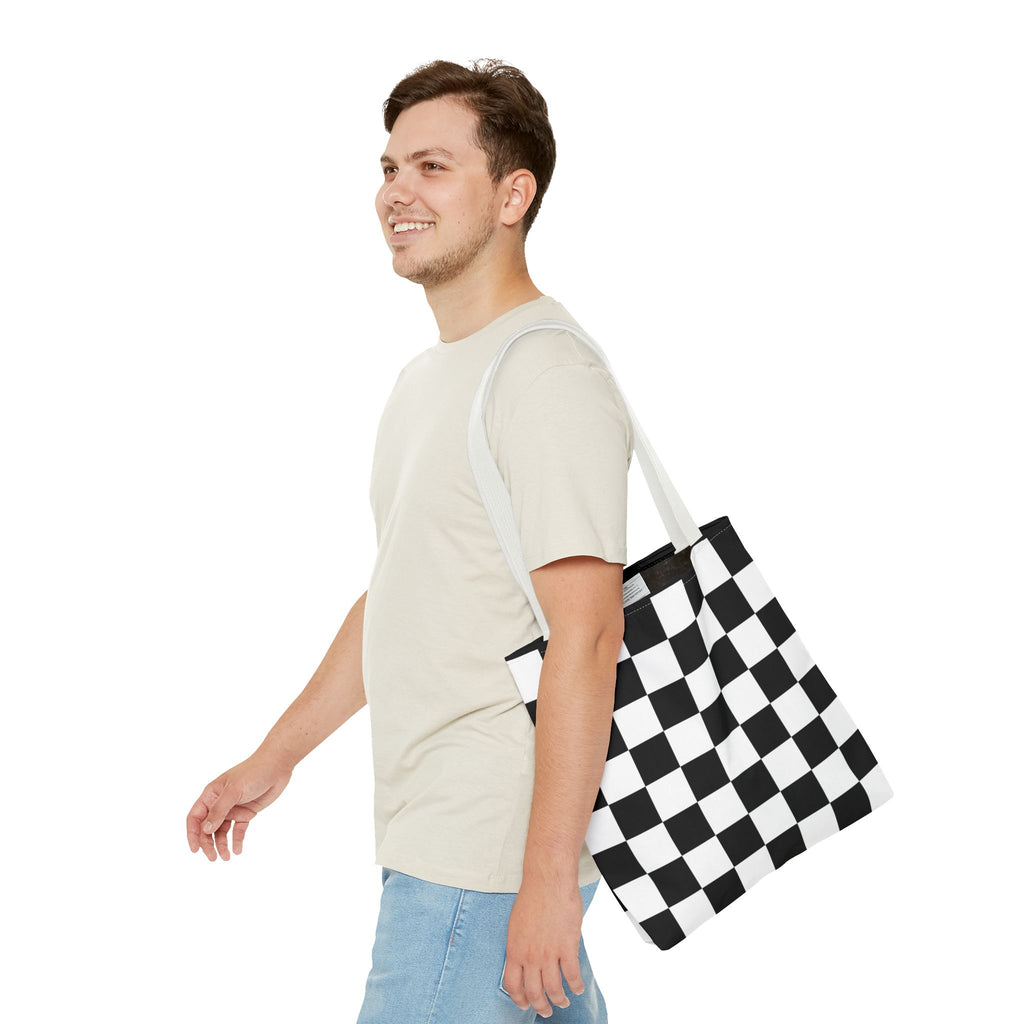 Tote Bag Finish Line - Checkered Victory – Tote Bag for Racing Fans