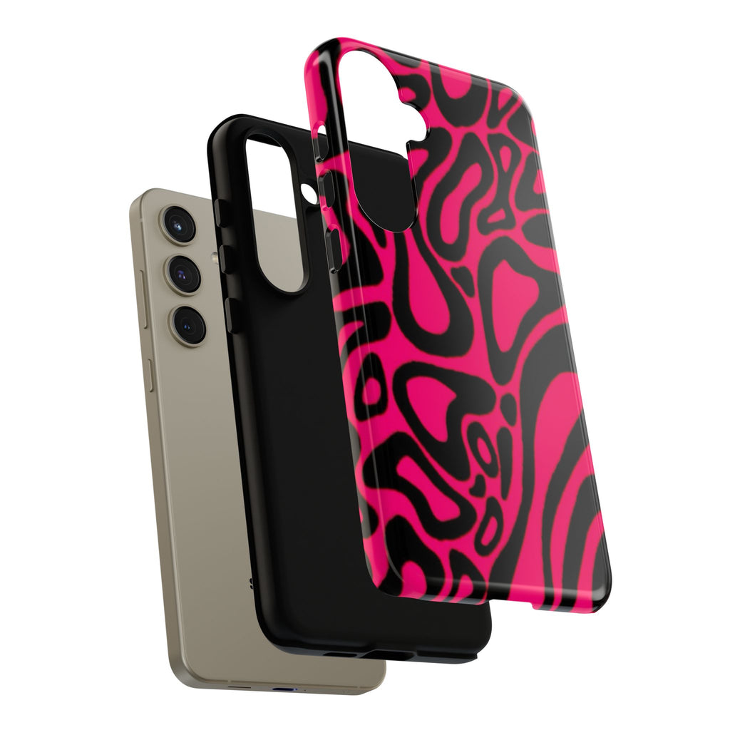 Bold Pink Patterned Phone Case, Stylish Tough Case, Trendy Accessory, Gift for Her, Tech Protection