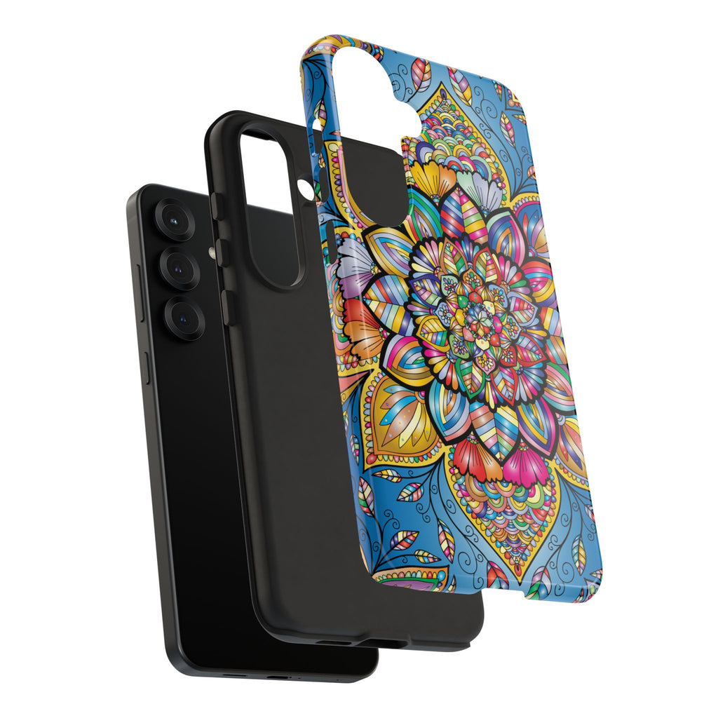 Vibrant Floral Phone Case, Tough Phone Cover, Colorful Mobile Accessory, Artistic Gift, Mandala Design, Everyday Use