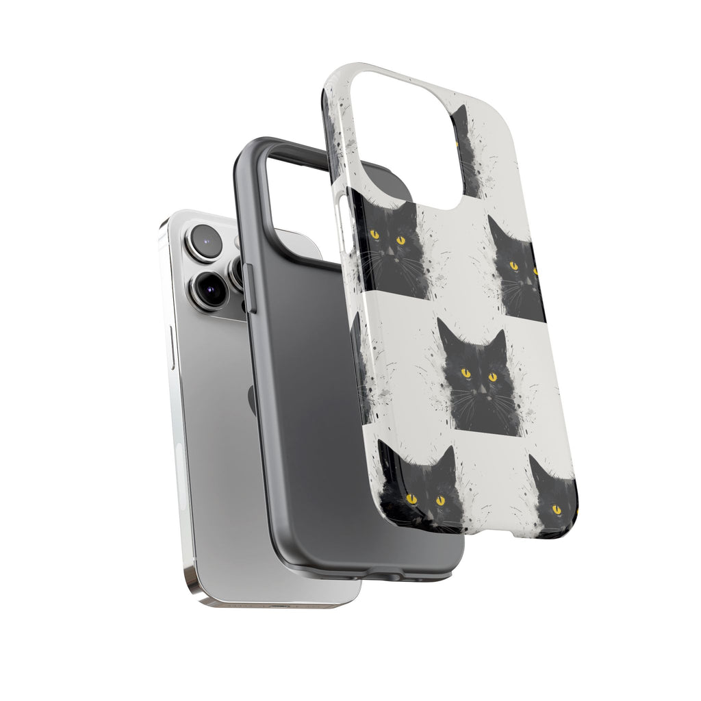 Black Cat Phone Case, Tough Cases, Cat Lover Gift, Unique Design, Halloween, Animal Accessories, Custom Phone Cover