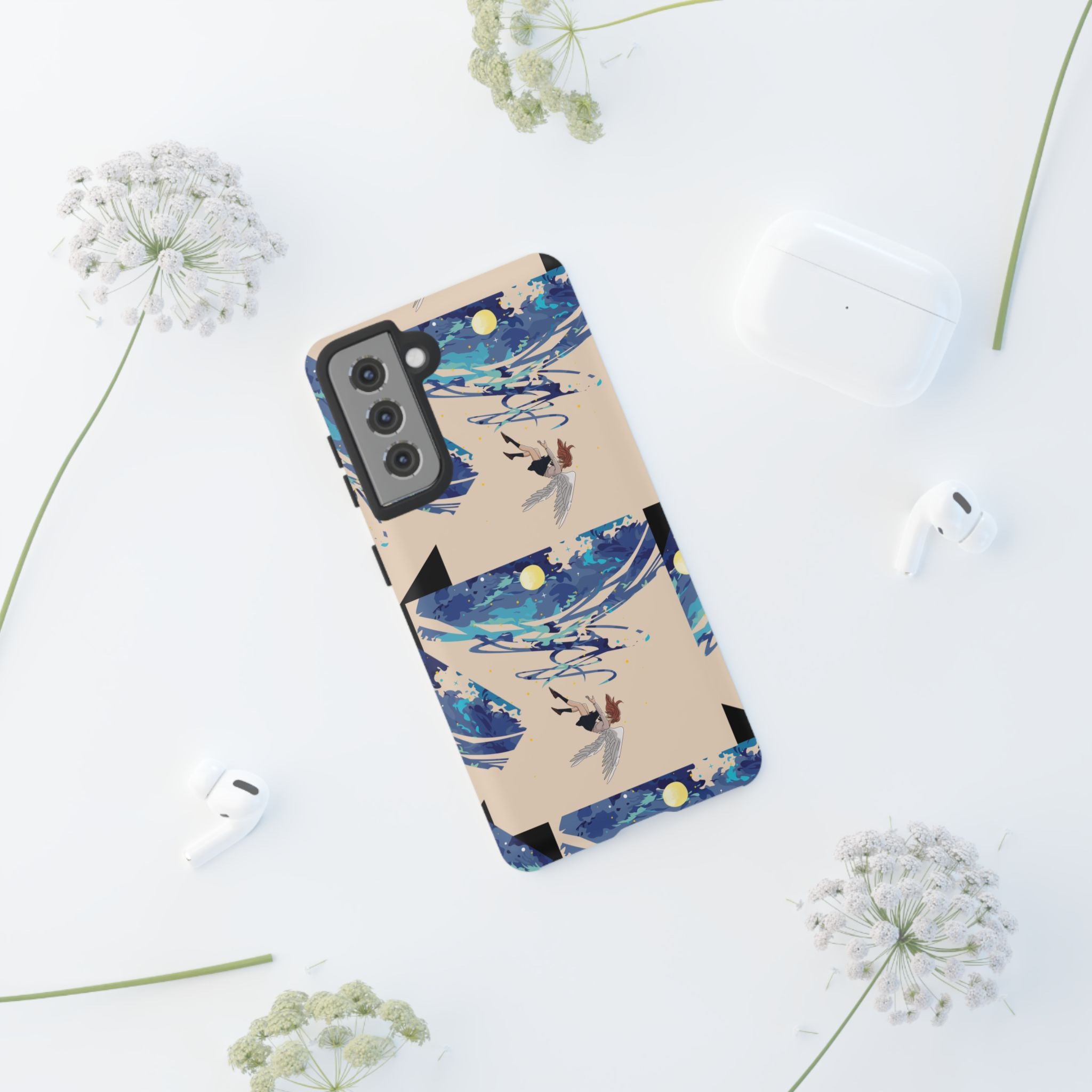 Artistic Phone Case with Abstract Design, Vivid Blue Waves and Fish, Stylish Phone Accessory, Unique Gift Idea, Trendy Tech Decor, [...]