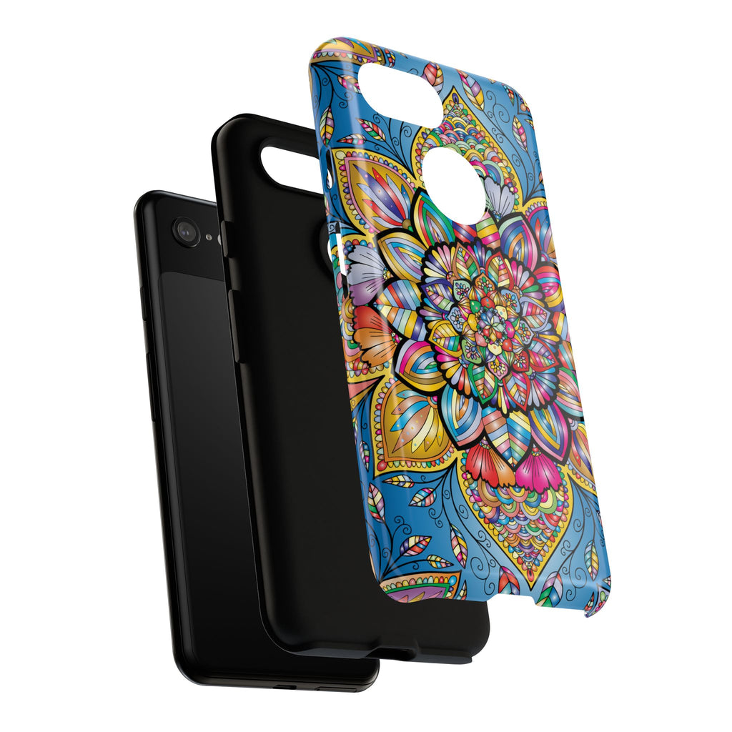 Vibrant Floral Phone Case, Tough Phone Cover, Colorful Mobile Accessory, Artistic Gift, Mandala Design, Everyday Use