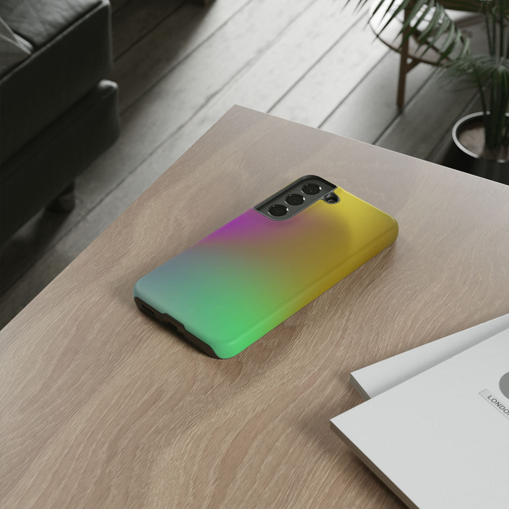 Vibrant Phone Case, Tough Cases, Colorful Phone Cover, Durable Mobile Case, Yellow Green Gradient Design