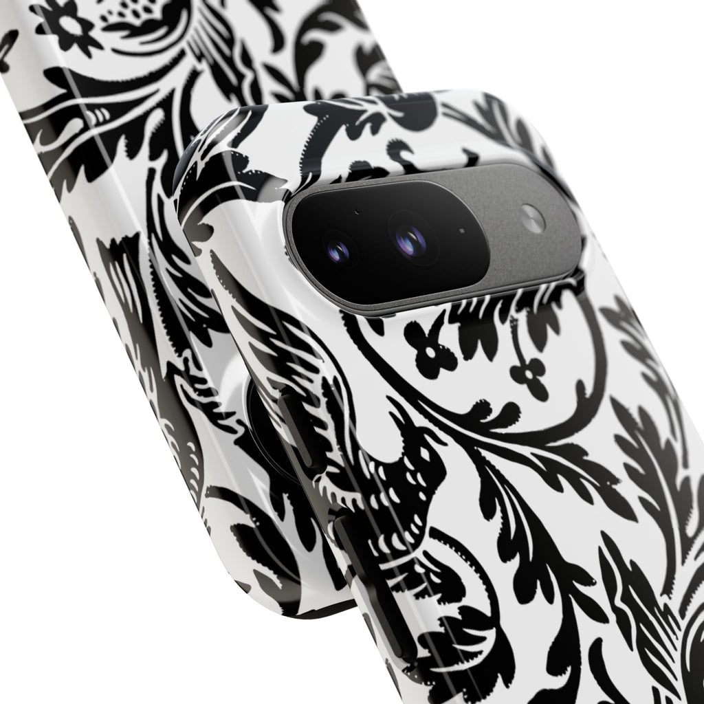 Elegant Black Floral Phone Case, Tough Cases, Stylish Phone Protection, Gift for Her, Floral Design, Trendy Accessories