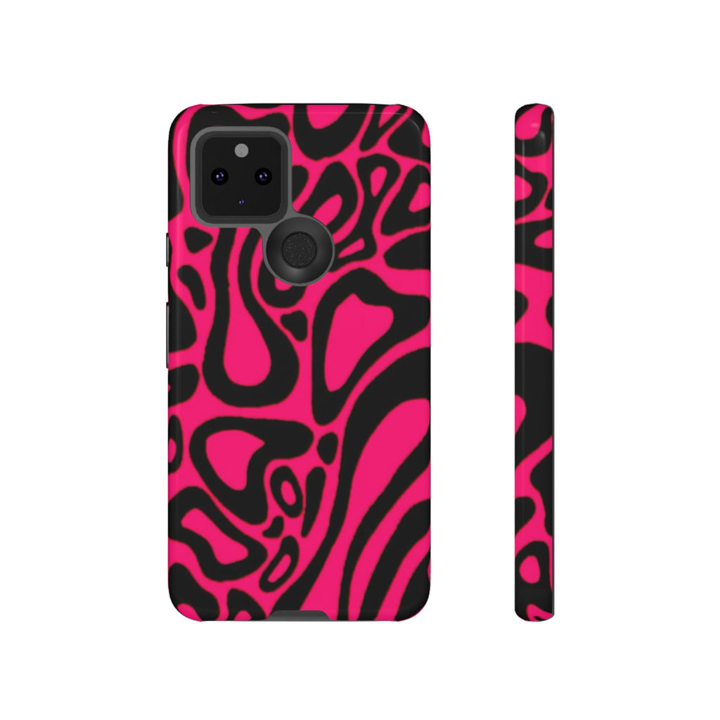 Bold Pink Patterned Phone Case, Stylish Tough Case, Trendy Accessory, Gift for Her, Tech Protection