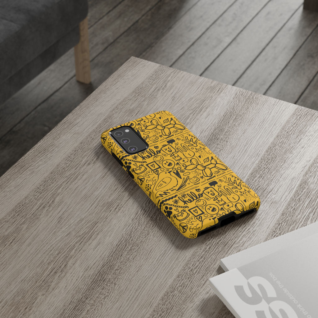Vibrant Phone Case, Cute Yellow Floral iPhone Cover, Stylish Tough Case, Fun Phone Accessory, Perfect Gift for Teens