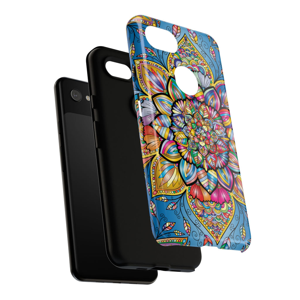 Vibrant Floral Phone Case, Tough Phone Cover, Colorful Mobile Accessory, Artistic Gift, Mandala Design, Everyday Use