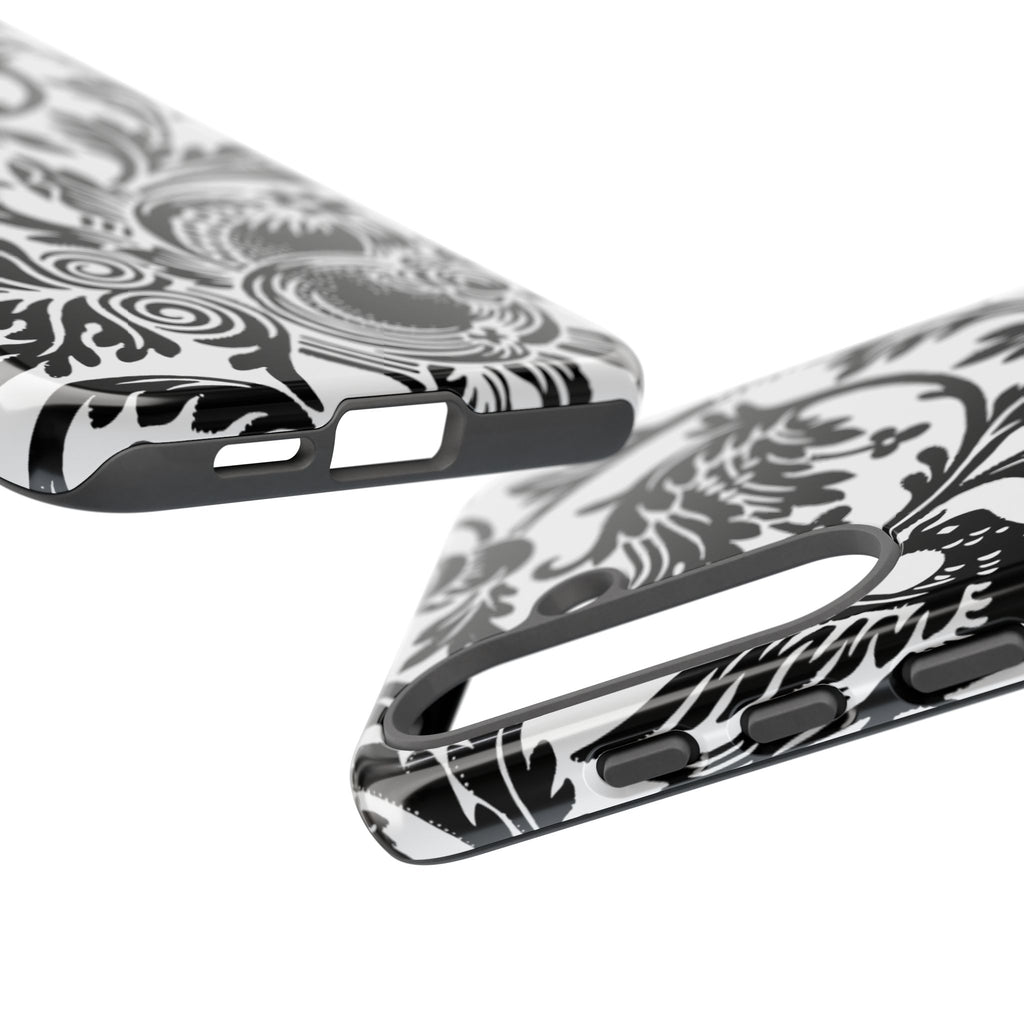 Elegant Black Floral Phone Case, Tough Cases, Stylish Phone Protection, Gift for Her, Floral Design, Trendy Accessories