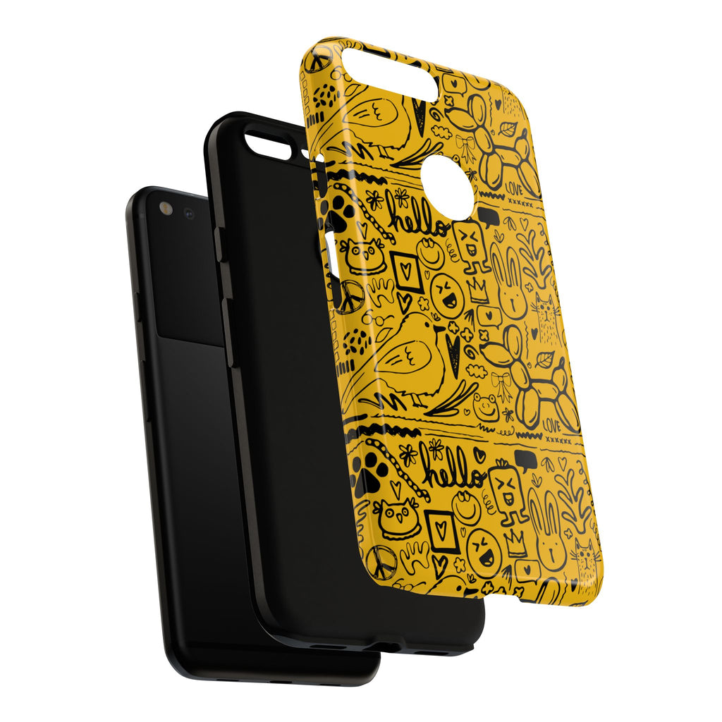 Vibrant Phone Case, Cute Yellow Floral iPhone Cover, Stylish Tough Case, Fun Phone Accessory, Perfect Gift for Teens