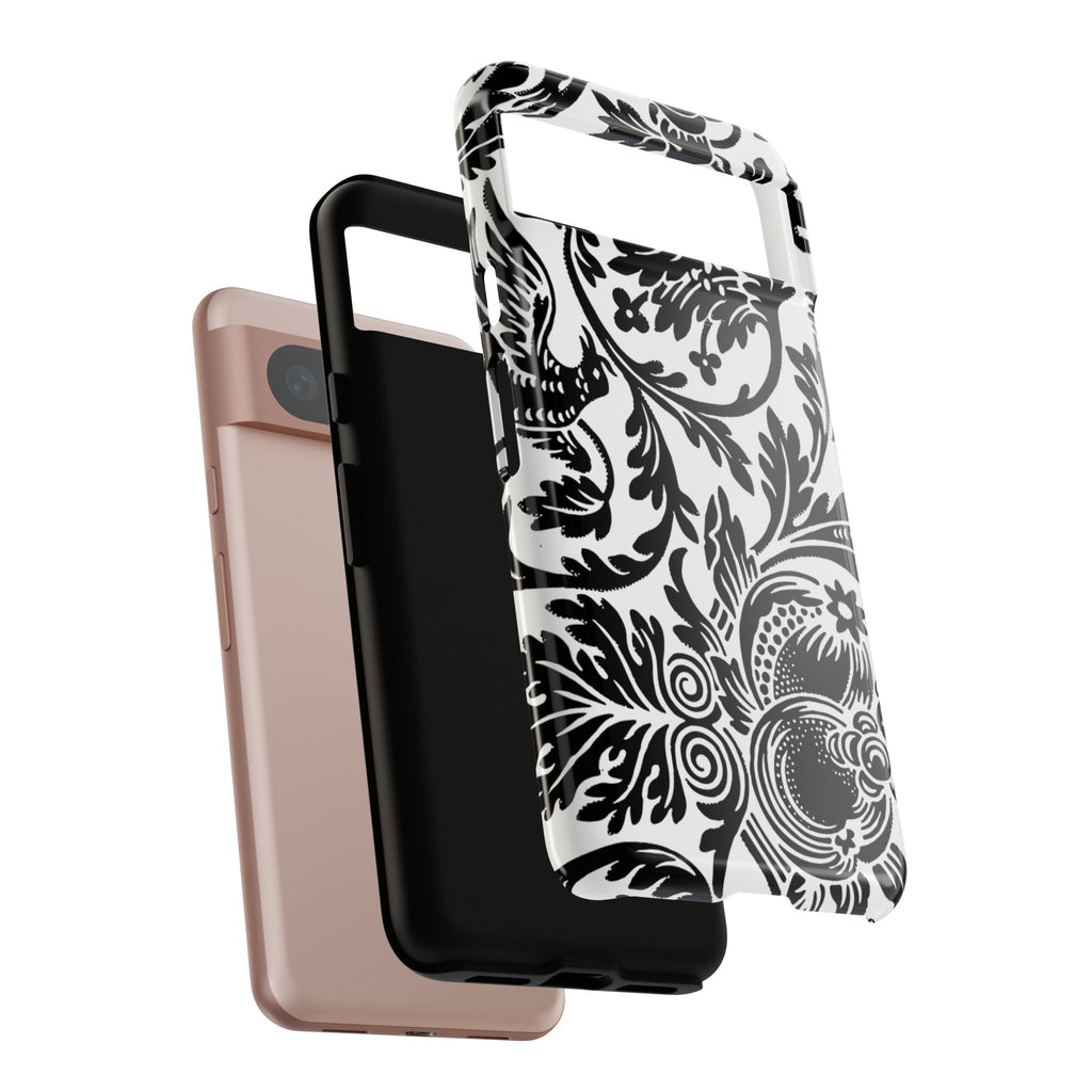 Elegant Black Floral Phone Case, Tough Cases, Stylish Phone Protection, Gift for Her, Floral Design, Trendy Accessories