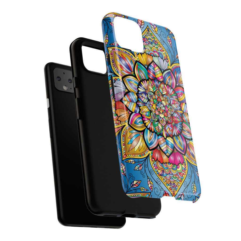 Vibrant Floral Phone Case, Tough Phone Cover, Colorful Mobile Accessory, Artistic Gift, Mandala Design, Everyday Use