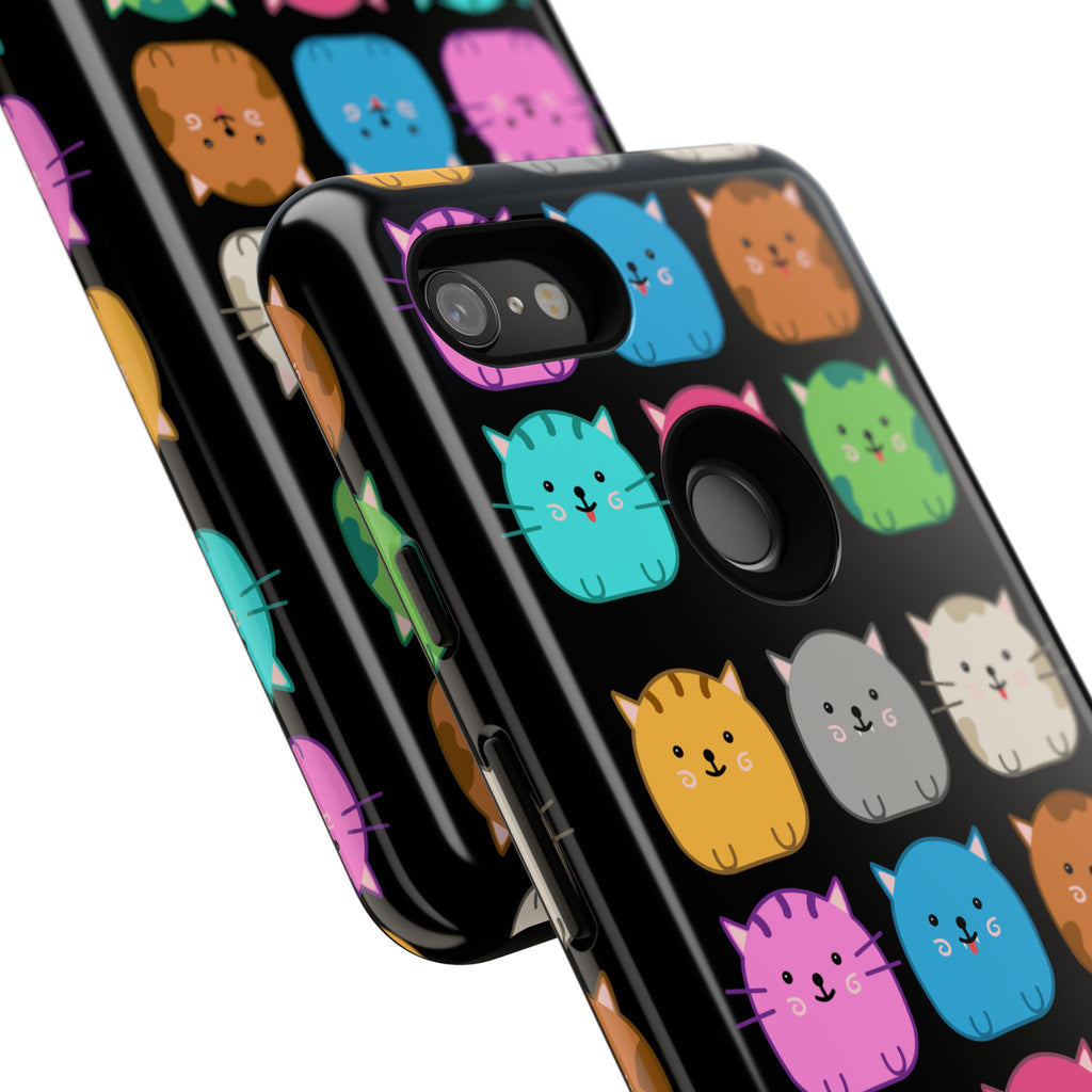 Cute Cat Phone Case, Kawaii Animal Lover Gift, Tough Phone Cover for Kids and Adults, Fun Cat Designs for Birthdays, Pet Lovers