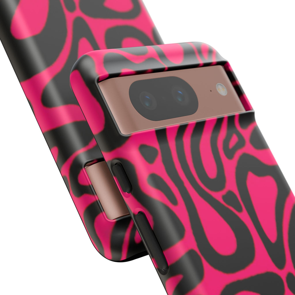 Bold Pink Patterned Phone Case, Stylish Tough Case, Trendy Accessory, Gift for Her, Tech Protection