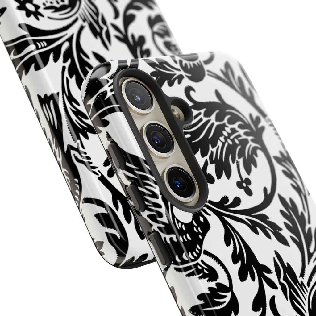 Elegant Black Floral Phone Case, Tough Cases, Stylish Phone Protection, Gift for Her, Floral Design, Trendy Accessories
