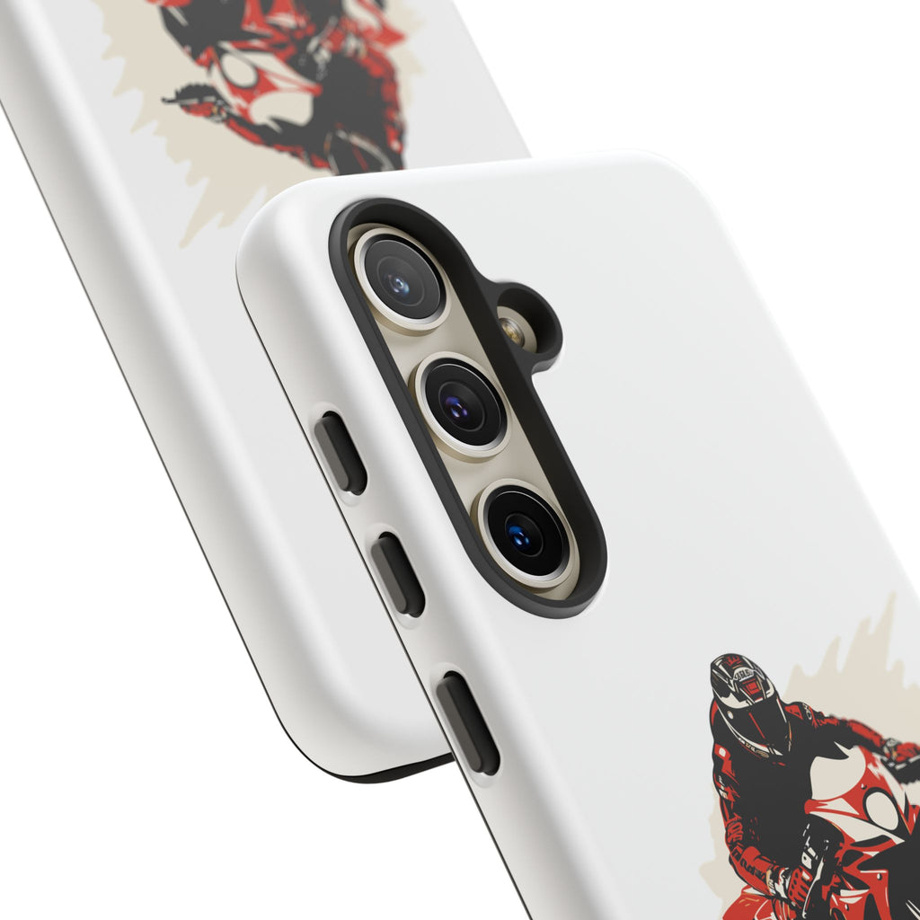 Motorcycle Phone Case, Tough Cases for Riders, Biker Accessory, Gifts for Motorcyclists, Red Bike Design