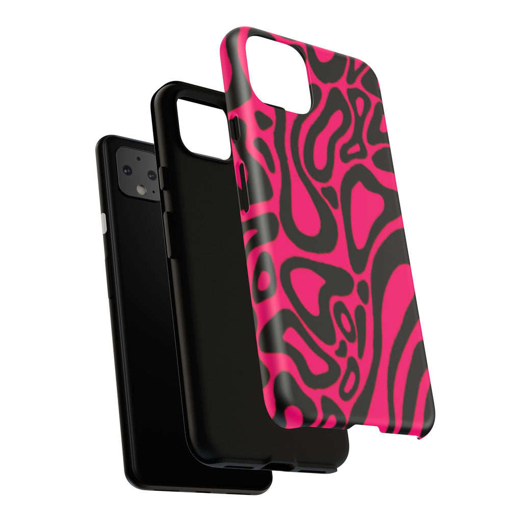 Bold Pink Patterned Phone Case, Stylish Tough Case, Trendy Accessory, Gift for Her, Tech Protection