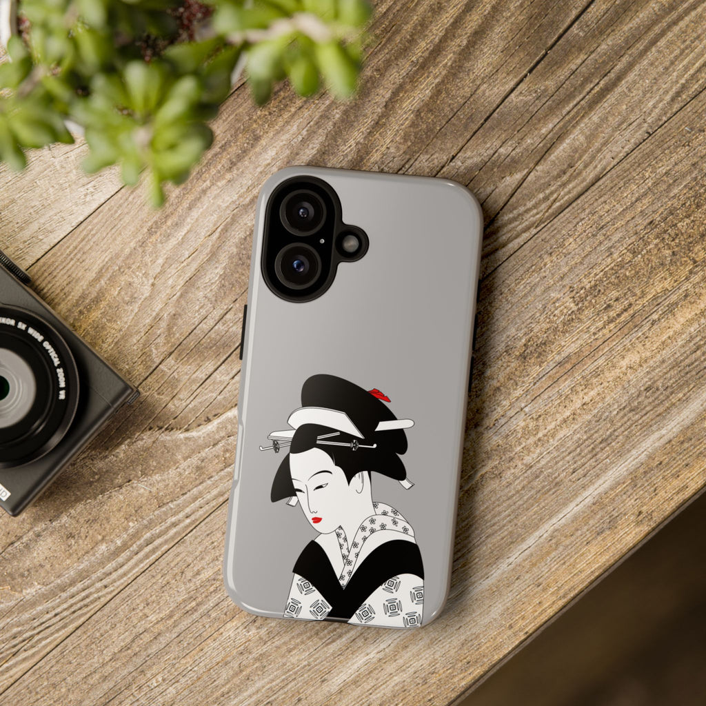 Stylish Phone Case with Japanese Geisha Design, Tough Phone Case, Cute Phone Cover, Japanese Art, Ethnic Style