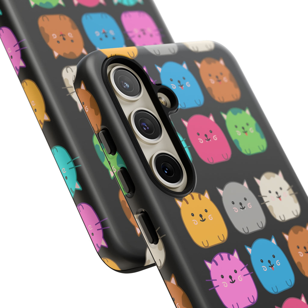 Cute Cat Phone Case, Kawaii Animal Lover Gift, Tough Phone Cover for Kids and Adults, Fun Cat Designs for Birthdays, Pet Lovers