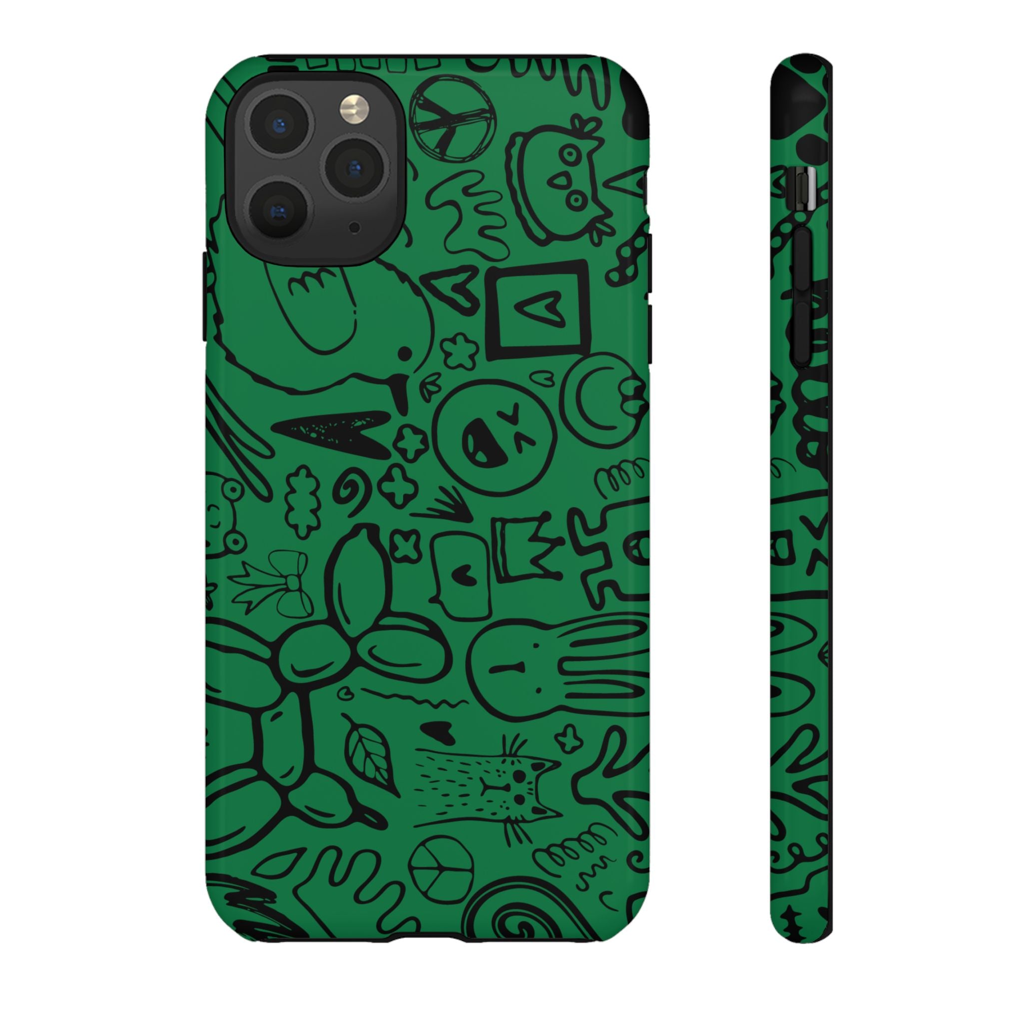 Playful Phone Case, Vibrant Green Tough Case, Quirky Graphic Design, Unique Gift for Kids, Fun Accessories, Christmas, Birthday