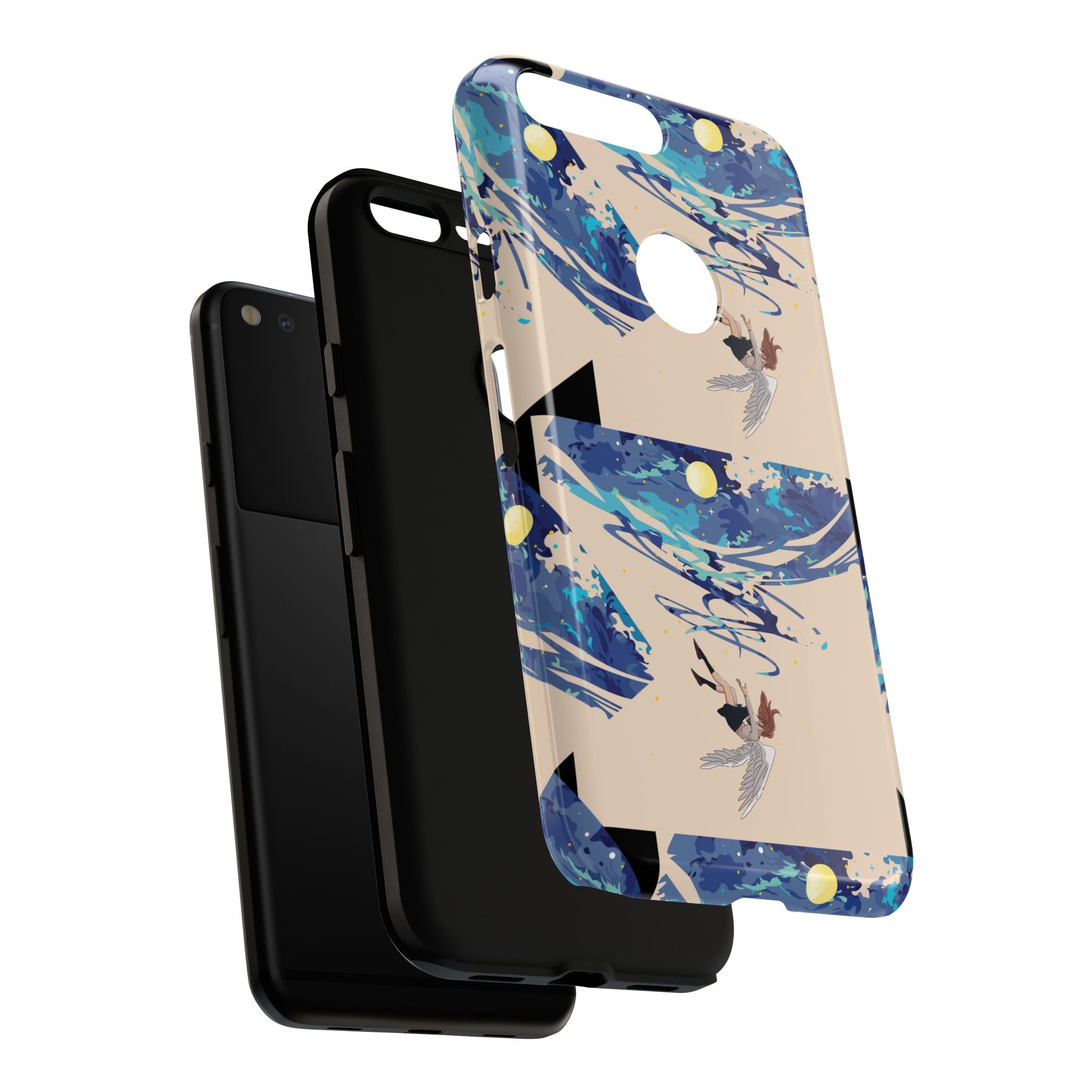 Artistic Phone Case with Abstract Design, Vivid Blue Waves and Fish, Stylish Phone Accessory, Unique Gift Idea, Trendy Tech Decor, [...]
