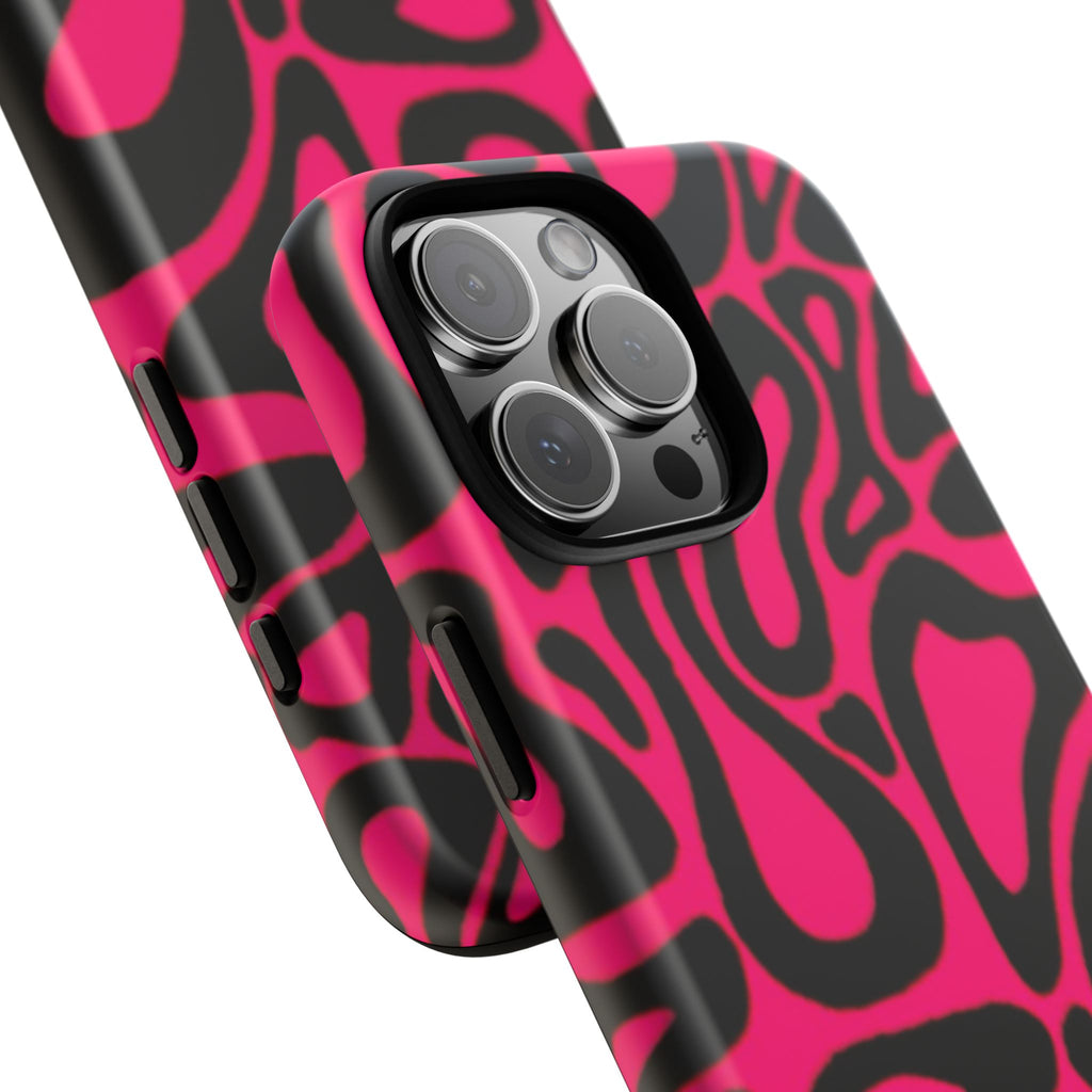 Bold Pink Patterned Phone Case, Stylish Tough Case, Trendy Accessory, Gift for Her, Tech Protection