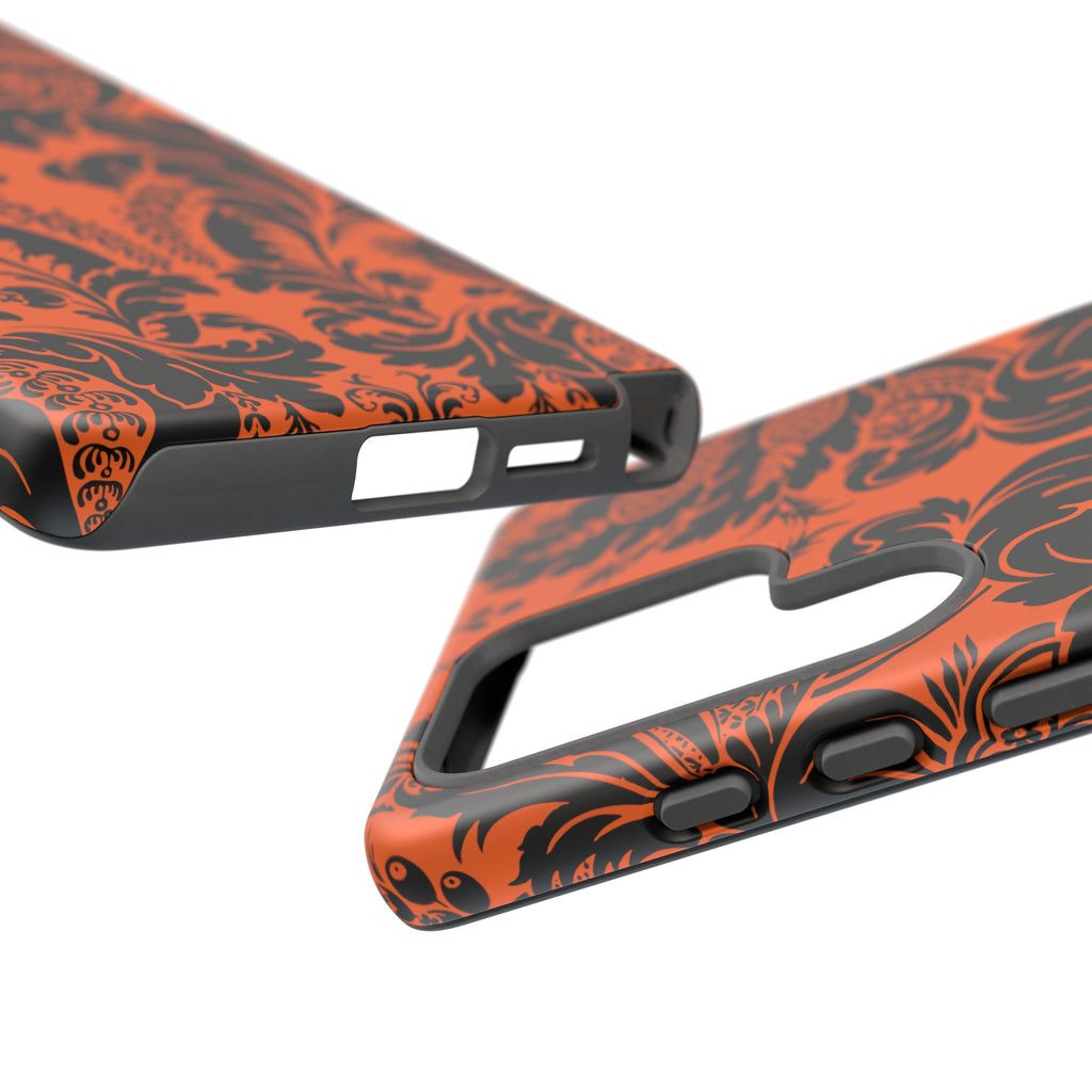 Elegant Phone Case with Orange Floral Design | Tough Cases, Smartphone Cover, Gift for Her, Floral Patterns, Stylish Accessories