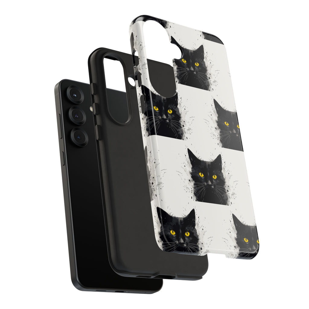Black Cat Phone Case, Tough Cases, Cat Lover Gift, Unique Design, Halloween, Animal Accessories, Custom Phone Cover