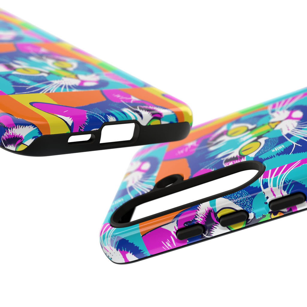 Colorful Cat Phone Case, Vibrant Animal Cover, Unique Pet Lover Gift, Fun Pop Art Style, Trendy Gadget Accessory