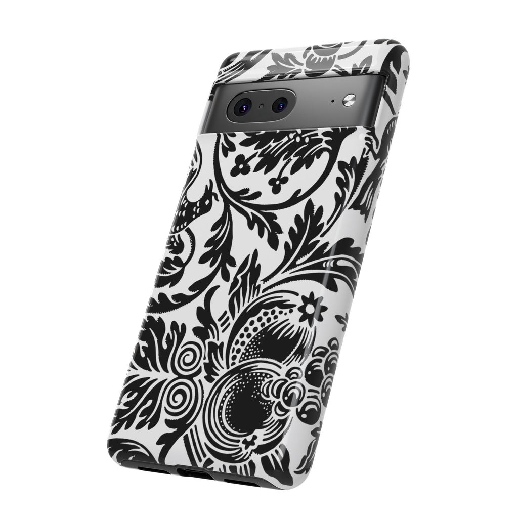 Elegant Black Floral Phone Case, Tough Cases, Stylish Phone Protection, Gift for Her, Floral Design, Trendy Accessories
